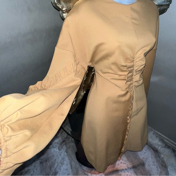 Tibi Mustard/Tan Long Sleeve Dress Size 4 - Picture 5 of 15